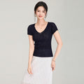 Spring Summer Fashion Knitting Women T-shirts Sexy V-neck Short Sleeve Tee Tops Camiseta Feminina