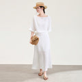 Linen Halter Neck Skirt Set Versatile Classic Style Summer Fashion Women's High Waist Loose Fit Top Bottom Ensemble