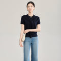 Summer High-quality Short Sleeved Top with Lazy Style Slim Fit Semi High Neck Fashionable and Versatile Shawl Two-piece Set