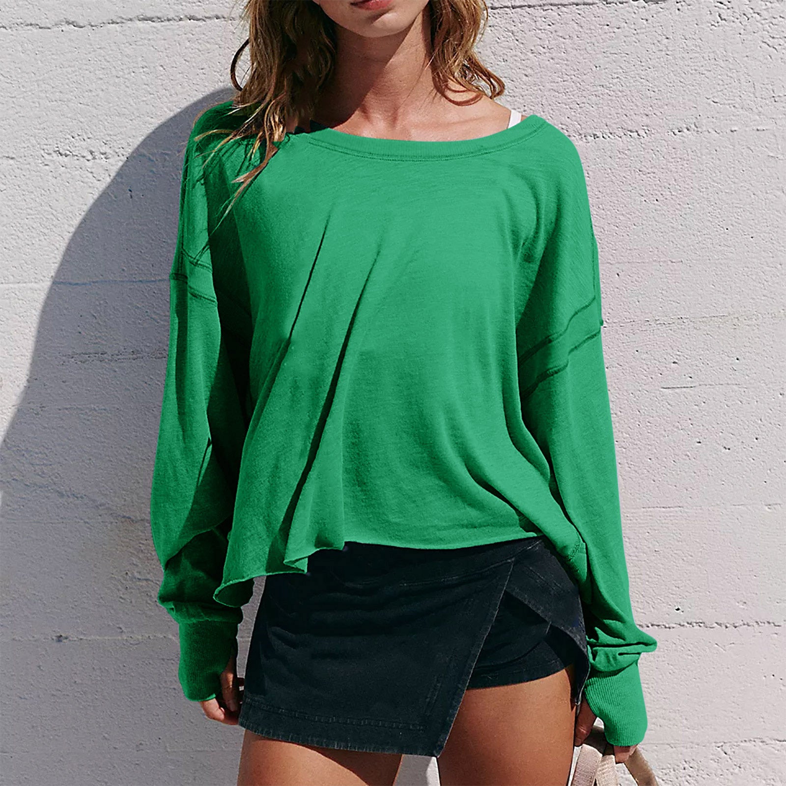 Women's T-shirt Spring Summer O-Neck Loose Long-sleeved Backless Hollow Out Personality Casual Tshirt Sports Tops
