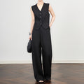 Spring New Commuter V-neck Buckle Sleeveless Vest Female Slim Short Solid Color Versatile Top