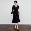 French Style Hepburn Black Velvet Dress For Women Fall Winter New Design Medium-length A Line Long Black Dress