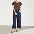 Retro Blue Jeans Wide Leg Pants High Waist Slimming Lace Simple Loose Straight Casual Pants for plus Size Women