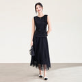 Fashionable Tweed Vest Patchwork Pleated High Waist Dress Spring Summer New Arrival Women's Clothing Elegant Commute Style