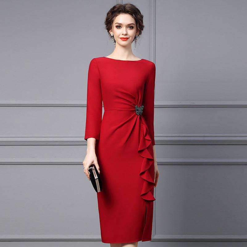 Black Lace Butterfly Knot Skirt Elegant Feminine Style Women's Dress from Mainland China Simple Fashion Design
