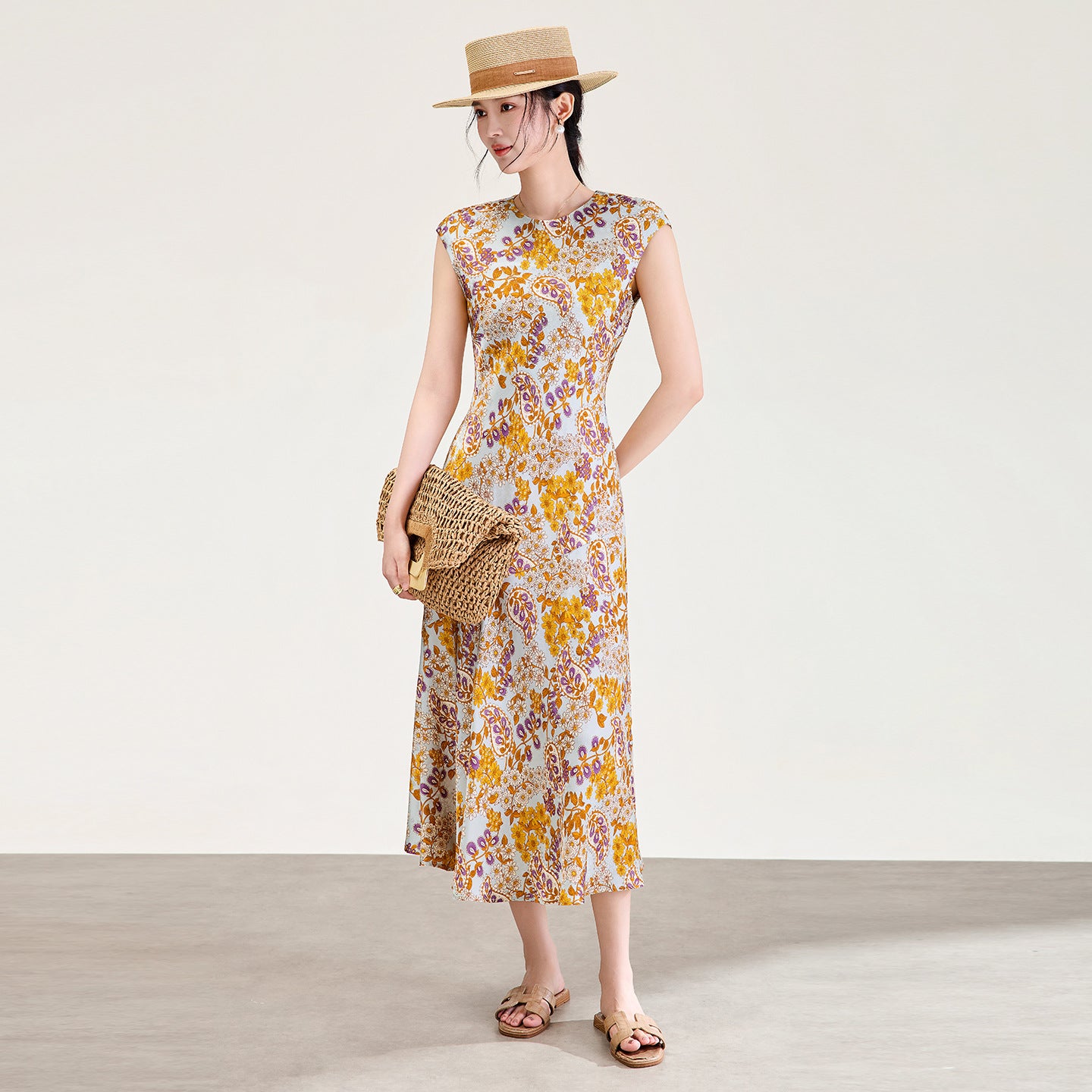 Dresses for Women Light Luxury Pink Dress Woman Floral O-neck Long Dresses Elegant Woman Clothes Summer