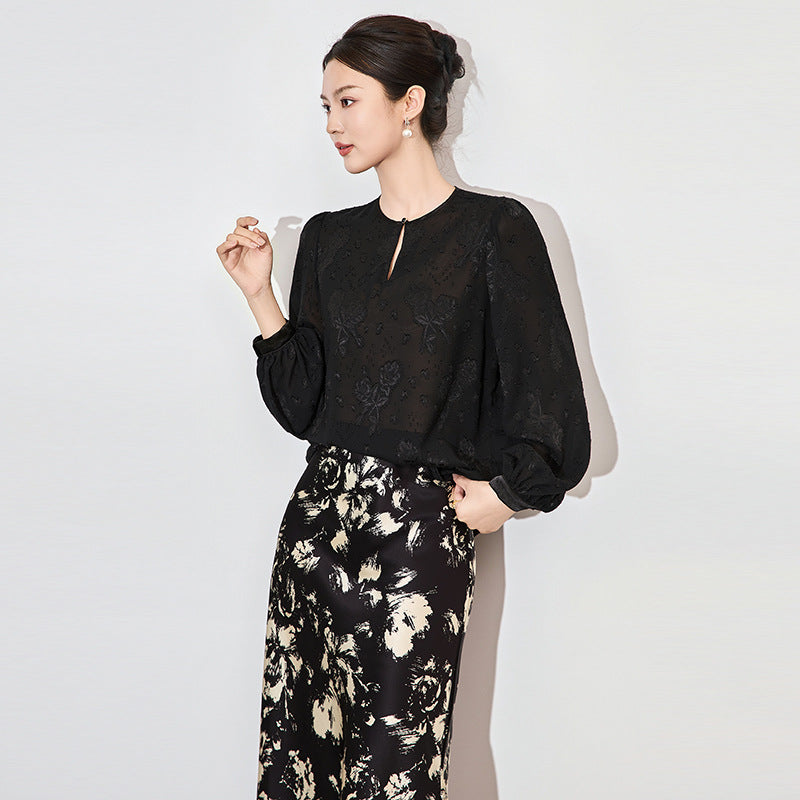 Spring Summer Elegant Shirts Fashion Blouses For Women 100% Real Silk Women's Shirt Loose Tops Woman Vintage Blouse