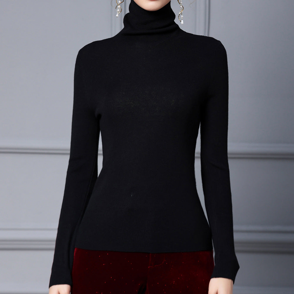 Multicolor Knitwear Short Sleeve Long Sleeve High Collar Slim Fit Women's Inner Wear Spring New Style Base Layer Top