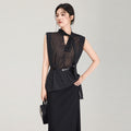 Black Polka Dot Chiffon Sleeveless Shirt Women's Summer New Style Elegant Versatile Top Large Size Commute Style Korean Version