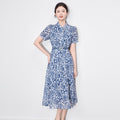 Fashionable Retro High-Quality Design Slimming Waist Dress Summer Women's Midi A- Line Dress Floral Print Midi Dress Elegant