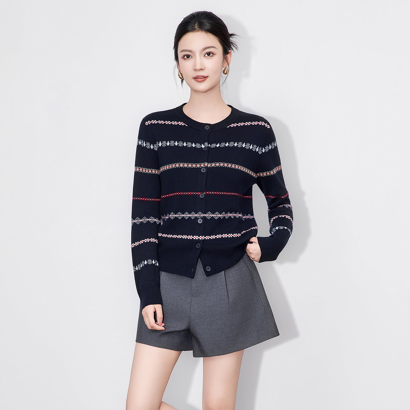 Women's 100% Merino Wool Sweater New Fashion Autumn Winter Female Knitted Cardigan Cashmere Long Sleeve Clothing Tops