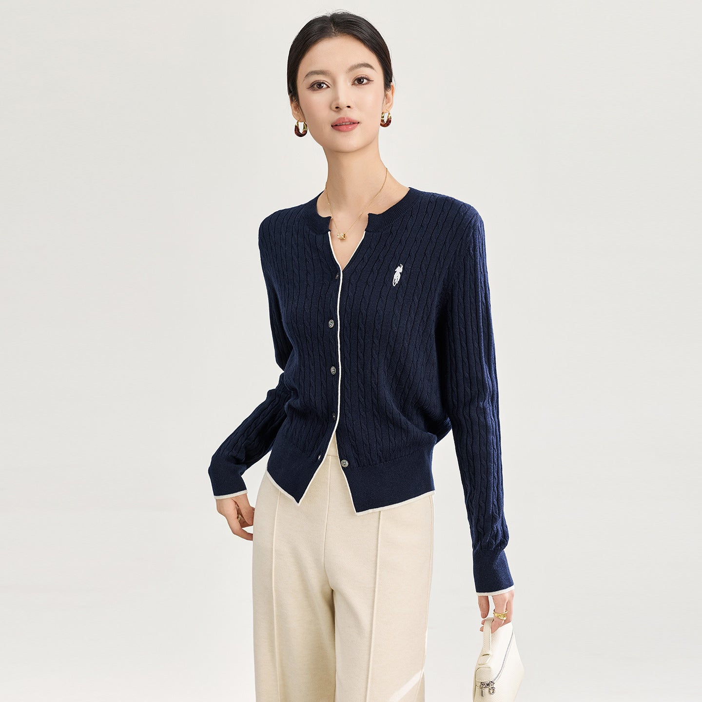 Fashion Womens Winter and Spring New Casual Loose Fit O Neck Single Breasted Sweater