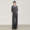 Autumn New Style of Women's Casual Grey School Style POLO Shirt with Collar Knitted Cardigan
