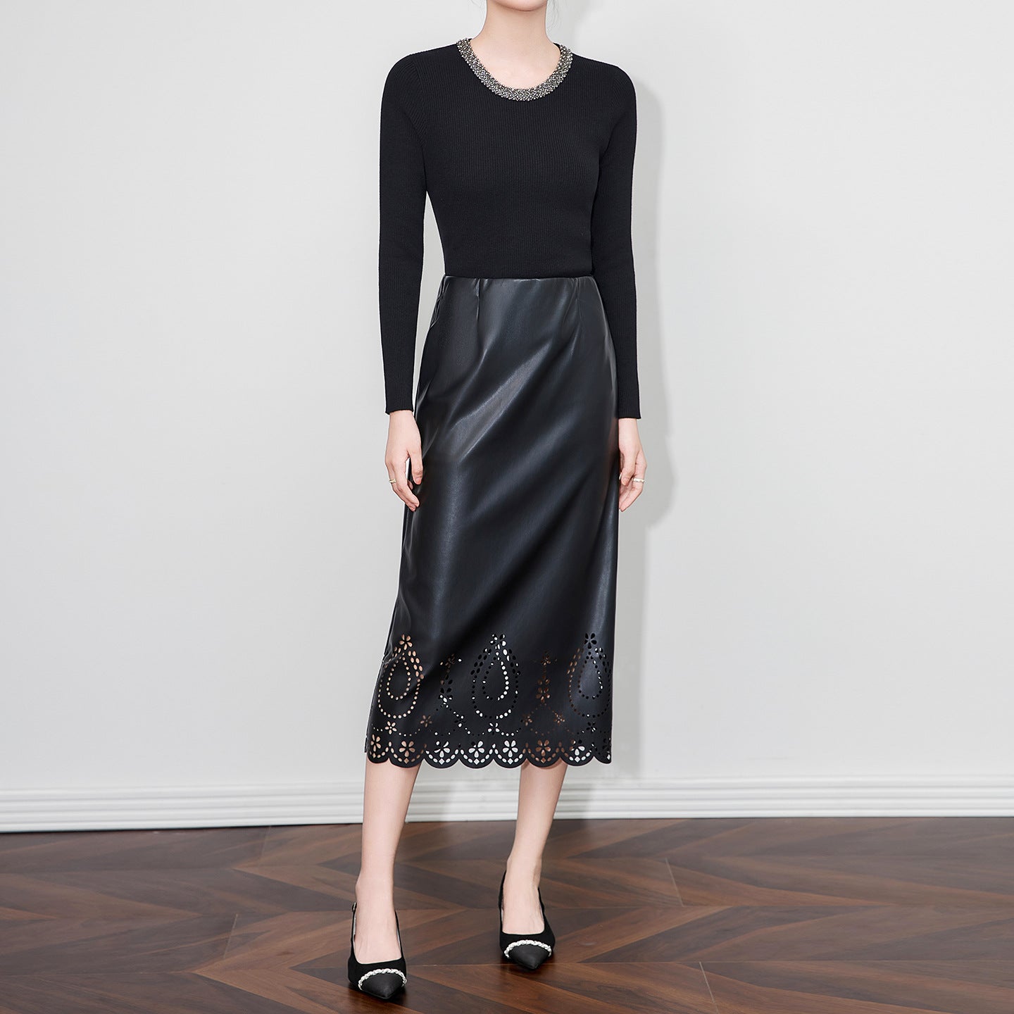Women Silk Satin Half Slip Long Skirts Lace Patchwork Elastic Waist Long Skirt Elegant Silky Flowy A Line Midi Skirts