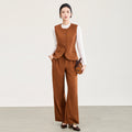 Spring Summer Fashionable Casual Women Set Elegant Commuter-Style Sleeveless Cardigan Top Straight-Leg Pants Set