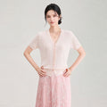Hollow out V-Neck Knitted Cardigan Short Sleeve Women's Outerwear Open Front Casual Fashion Breathable Top