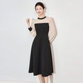 Elegant Retro French Style Long Sleeve Women's Dress Spring Collection Waist-Cinching Commute Ready Midi Dress in TR Fabric