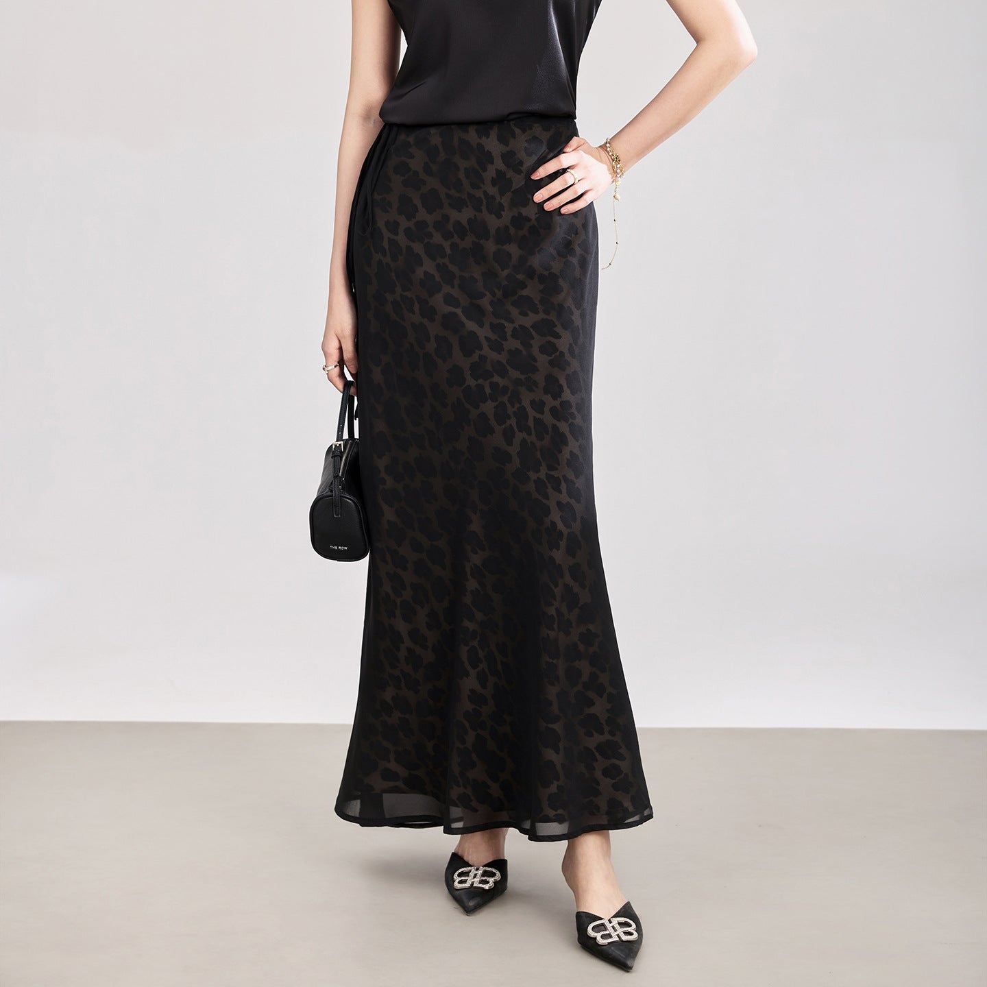Retro Leopard Print Sexy ter Fi Tail f Skirt Women's Belted High Waist A-Line Long Skirt Street Sle Midi Skirt