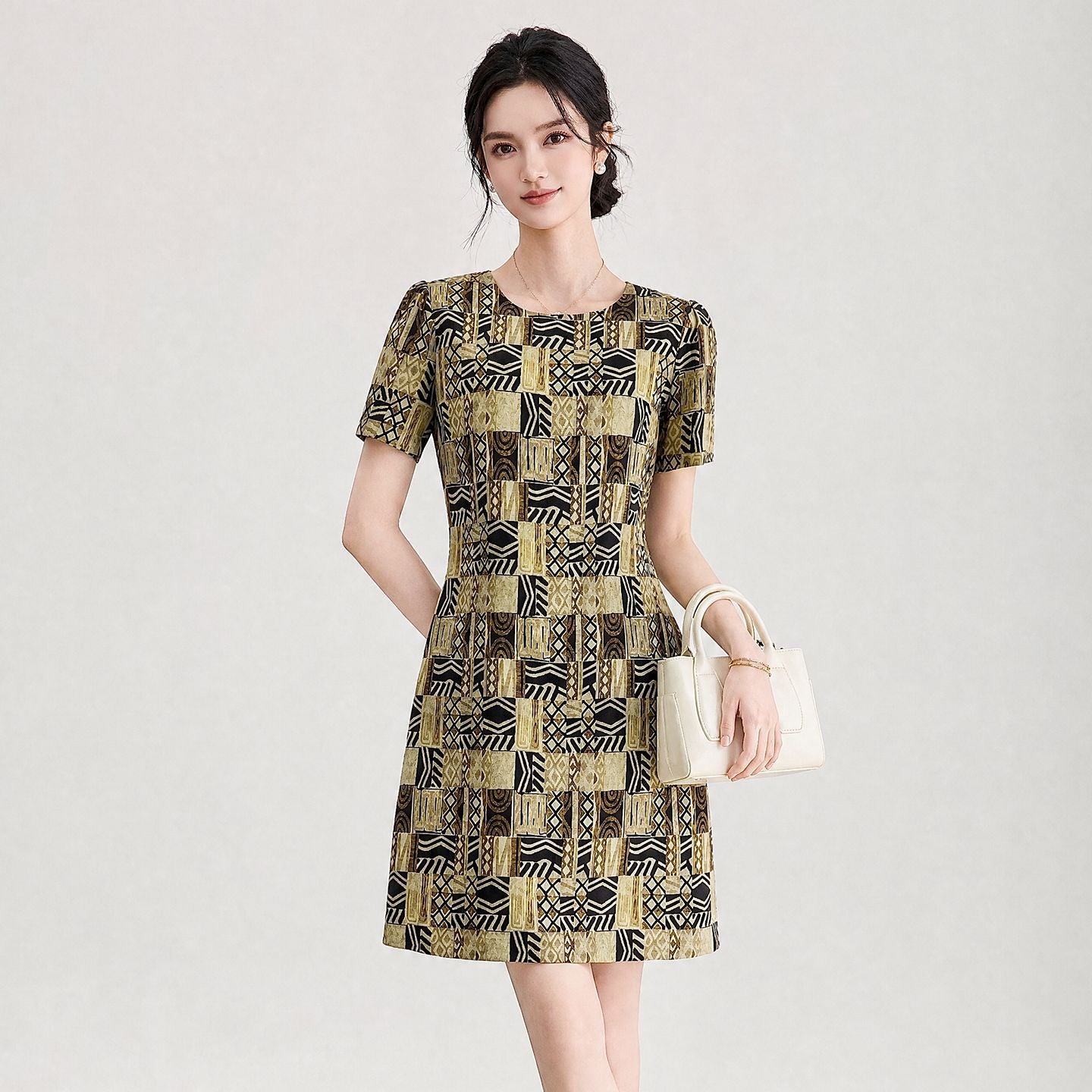 O-neck Short Sleeve Dresses for Women Dashiki Print Belt Dresses Vestidos Women African Clothing