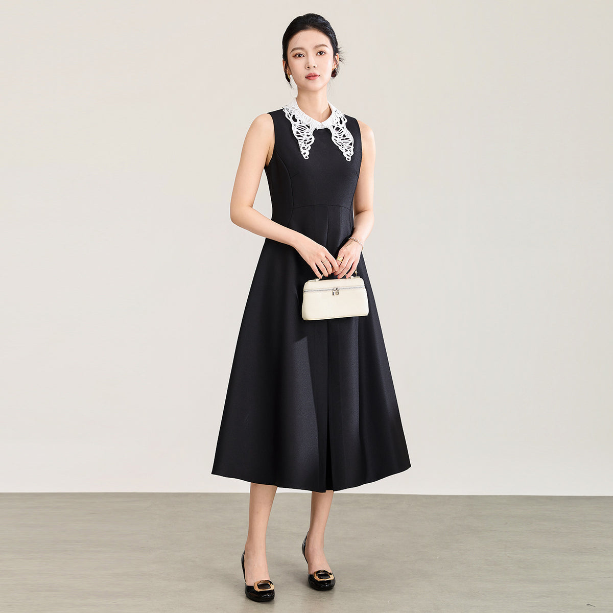 Elegant A-Line Sleeveless Dress High Waist Birthday Gift Polyester Fabric Pure Color Long Skirt Elegant Commute Style