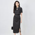 Elegant Purple Women's Dress Half Polo Turtle Neck Slimming Fish Tail Skirt Trendy Summer New Arrival