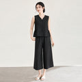 Elegant Commute Cotton Embroidered Lace Hollow out Vest Wide Leg Casual Pants Set Women's New Style Spring Summer Office Wear