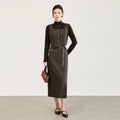Two-piece Women's Skirt Set Elegant Square Neck Sashes Plaid Vest Long Midi Skirt Winter 2026 Luxury Tweed Skirt Set