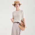 Women Pullovers Fashion O-Neck Hollow Out Short Sleeve Knit Sweater Pullover Women Tops