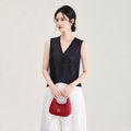 Women's Sleeveless Polo Knit Vest for Korean Style Slim Fit Solid Color Chic Button Up Casual Holiday Top for All Seasons