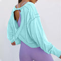 Women's T-shirt Spring Summer O-Neck Loose Long-sleeved Backless Hollow Out Personality Casual Tshirt Sports Tops
