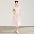 Casual Light Luxury Dress Women Summer New Office Lady Lace Sleeve Loose Tie Wrinkle Long Dresses