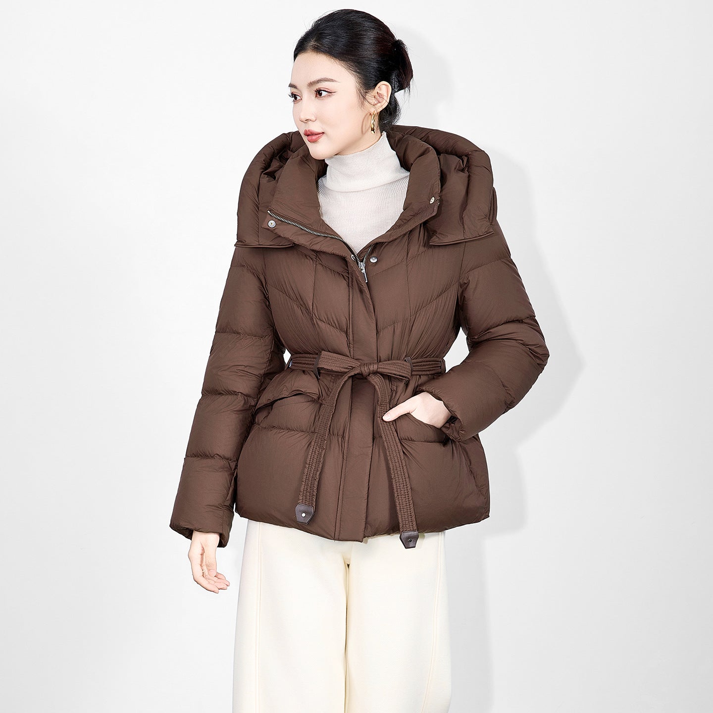 High-Quality Down Cotton-Padded Jacket Women's Parkas Winter New Fashion Warm Cotton Coat Waist Hooded Outwear Bread Tops Female