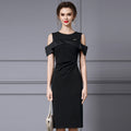 Summer New Style Women's Dress Short Sleeve Shoulder Bared Body Shape Highlighting Mini Dress High-End Feeling