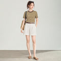 Women's Summer New Arrival Simple Slim Striped T-Shirt | Crew Neck Slim Fit Versatile Short Sleeve Top T-Shirts