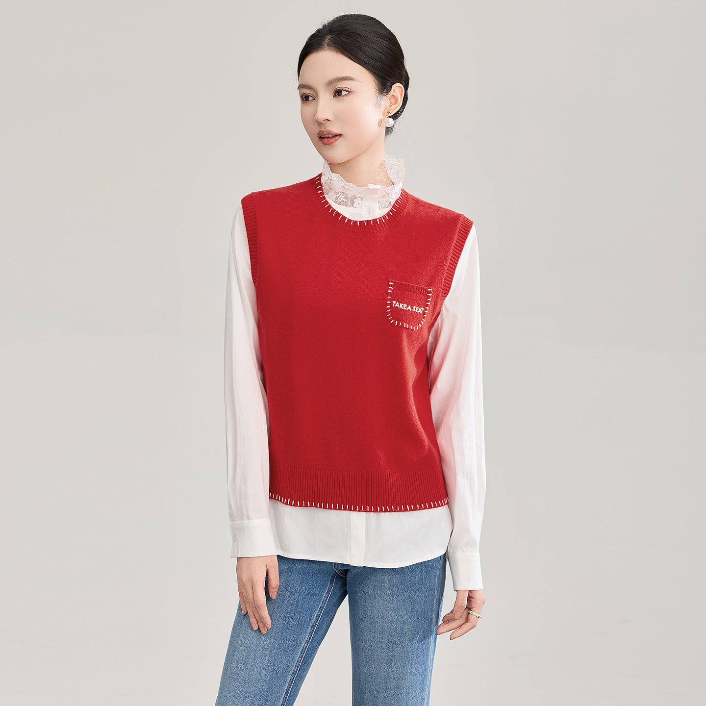 Women's Sweater Vest Knitwears Pullovers 100% Wool Sweaters Spring Fall Vintage Knit Clothing Tops