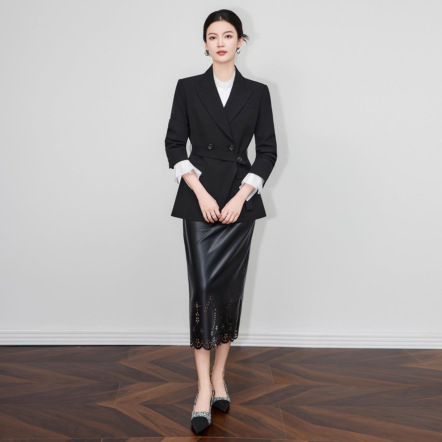 Women's Suit Skirt 2 Piece 2-Button Blazer & Pants Fashion Skirt Suit for Casual Office Customize