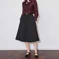 Elegant High Waist A- Line Midi Skirt Women's Early Spring Fashion plus Size Pleated Polyester Fiber Slimming Hip Covering