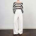 Linen Silk Casual Pants High Waist Wide Leg Straight Cut Summer New Style Commute Women's Fashion Elegant French Style