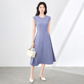 Elegant A-Line Midi Dress Sleeveless Versatile Workwear Slimming Base Layer Commute High Waist Polyester Solid Color