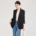 Business Women's Suit Jacket South Oil High Intelligence Waist Cinching Commute Pearl Button Pleated 3/4 Sleeve Spring Style