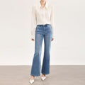 New Style Cross-Border Amazon Slim Fit Stretch Embroidered For Women Washed Retro Flared Pants