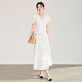 Elegant Fashion Socialite V-Neck Short Sleeve Lace Shirts High Waist A-line Long Skirts Two-piece Sets Women Summer