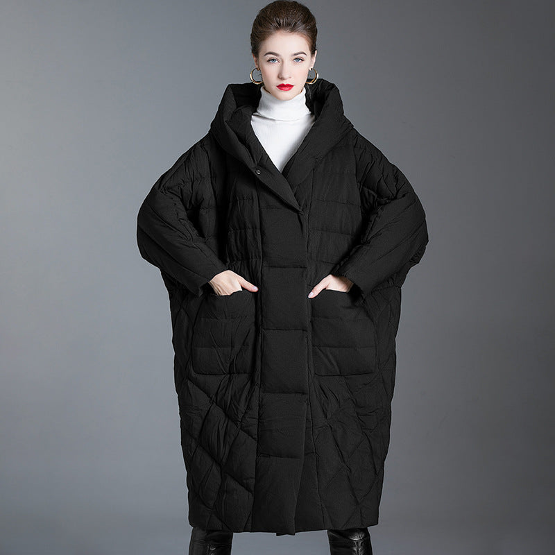 Winter Oversized Down Jacket Warm Quilted Down Coat Women New Over-the-knee Puffer Jacket Plus Size Trench Coat Black Thick Tops