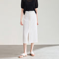White High-waisted Denim Skirt 2026 New Women's Medium and Long A-shaped Split Hip Skirt