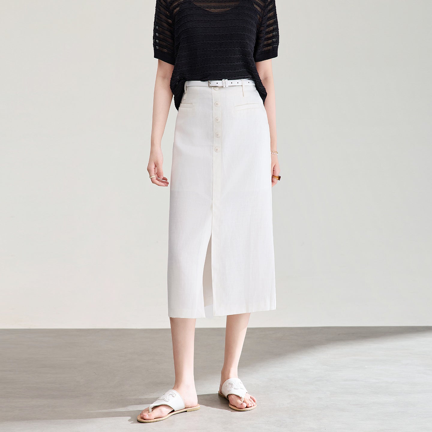 White High-waisted Denim Skirt 2026 New Women's Medium and Long A-shaped Split Hip Skirt