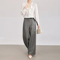 Office High-waisted Wide-leg Suit Pants Women's 2025 Autumn Loose and Drape Casual Straight Mopping Trousers