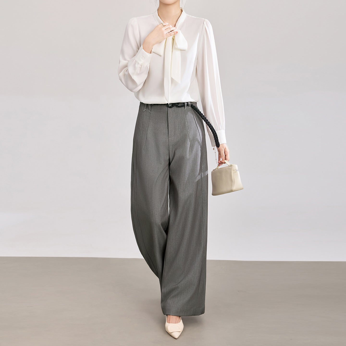 Office High-waisted Wide-leg Suit Pants Women's 2025 Autumn Loose and Drape Casual Straight Mopping Trousers