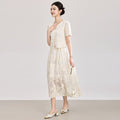 Elegant French Style Embroidered Lace Hollow out Top And Half Skirt Set Summer 2026 Casual Wear Silk Blend Artistic Vintage