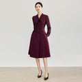 Satin V-neck Prom Dress with Draped Detail, Solid Long Sleeve Evening Dresses for Women, Simple Customized Party Gown