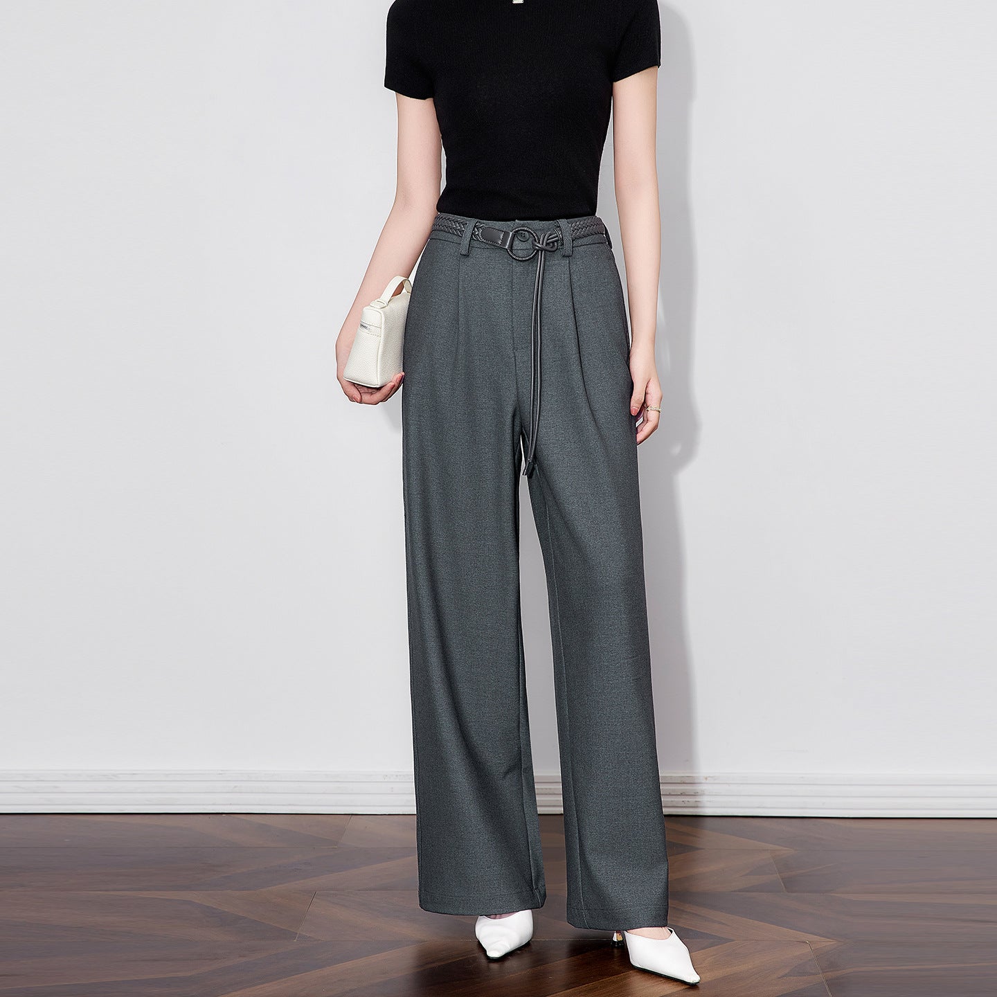 High Waist Wide Leg Woolen Trousers for Women New Style Slim Straight Casual Pants Vertical Sensation Comfortable Fit